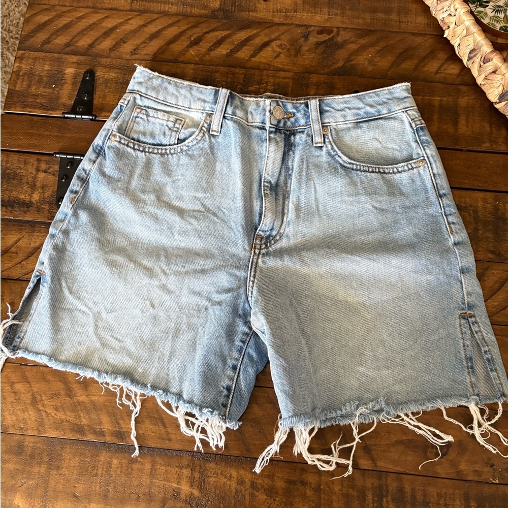 Light Blue Distressed Denim Shorts